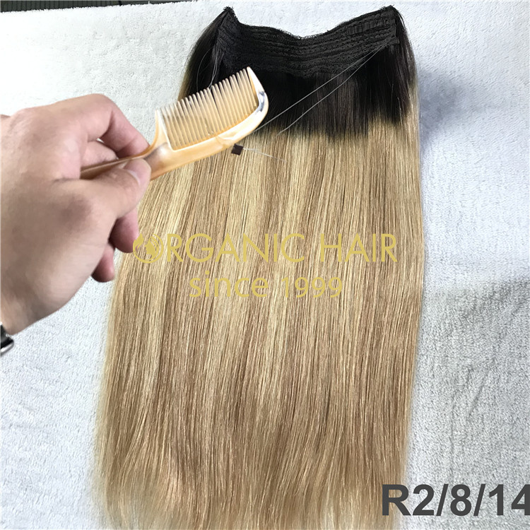 Wholesale 100% remy human halo extension for thin short hair V127